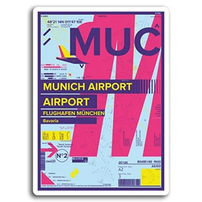 Image of 2 x 10cm Munich Airport Germany Vinyl Stickers Sticker Laptop Luggage #19565 (10cm Tall)