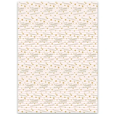 Image of Paper Themes Wedding Anniversary Personalised Gift wrap 2 Sheets Golden Wrapping