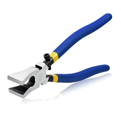 Image of SPEEDWOX Glass Breaking Pliers Flat Serrated Jaws with Adjustable Set Screw 8 Inches Stained Heavy Duty for Work Durable Mosaics Tool