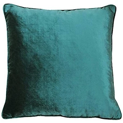 Image of Paoletti Luxe Velvet Piped Feather Filled Cushion Green One Size