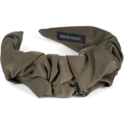 Image of styleBREAKER Women&#039;s Hairband with Shimmering Braided Surface in Ruffled Look, Hair Accessory 04027035, Colour:Olive