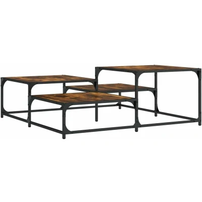 Image of vidaXL Coffee Table Smoked Oak 107x107x40 cm Engineered Wood