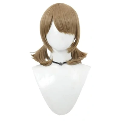 Image of Game Cosplay Wig Brown Hair Short Straight with Bang Heat Resistant Halloween Costume Party 16in
