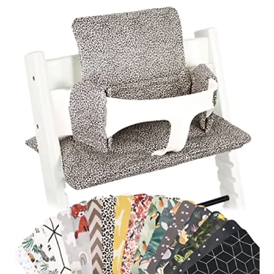 Image of Ukje Cushion Compatible with Stokke Tripp Trapp Soft Seat for Infants, Babies &amp; Toddlers, High Chair Accessories, Cotton Fabric Insert, Easy to Install, Handmade in Europe (Leopard)