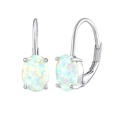 Image of SILVEGO LPS1397WH Women 925 Sterling Silver Earrings with Synthetic White Opal