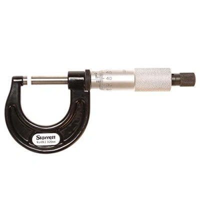 Image of Starrett V436.1MXRL 25 Outside Micrometre, Ratchet Stop, Lock Nut, Carbide Faces, 0 25mm Range, 0.001mm Graduation, +/ Accuracy