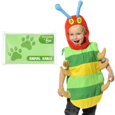 Image of PRETEND TO BEE Caterpillar Tabard Fancy Dress Costume for Kids, Unisex Child, Multicoloured, 3 7 Years