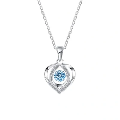 Image of KONFEN Necklace for Women, Movable Cubic Zirconia Love Heart Pendant with Adjustable Chain, Ladies Necklaces and pendants Jewellery Gifts Girls, Blue