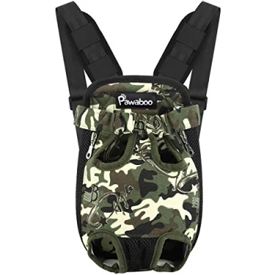 Image of Pawaboo Pet Carrier Backpack, Adjustable Front Cat Dog Backpack Travel Bag, Legs Out, Easy Fit for Traveling Hiking Camping Small Medium Dogs Cats Puppies, XL, Deep Camouflage Black