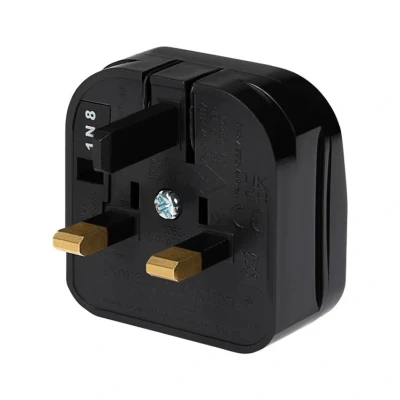 Image of Maplin EU 2 Pin Plug to UK Mains Converter 5 Amp Fuse Screw Cover, Black