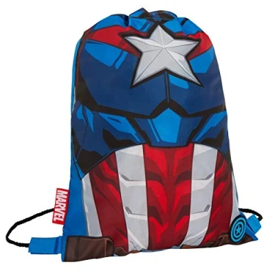 Image of Boys Marvel Captain America Drawstring Gym Bag Avengers Sports Swimming PE Kit