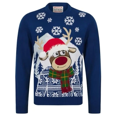 Image of Tokyo Laundry Men&#039;s Most Snow Deer Knitted Crew Neck Christmas Jumper
