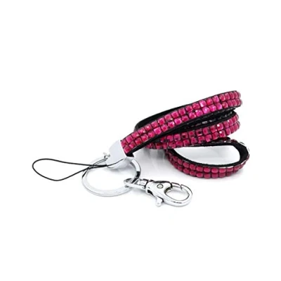 Image of CKB Ltd 1x Bling ID FUCHSIA Pink Acrylic Rhinestone Style Lanyard Neck Strap Swivel Metal Clip