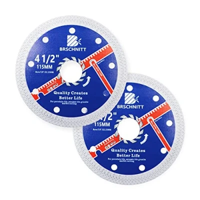 Image of Super Thin Diamond Porcelain Saw Blade with x Teeth,BRSCHNITT 2pcs 115mm Arbor 22.23mm Angle Grinder Cutting Disc for Dry/Wet Tile Ceramic Marble Granite
