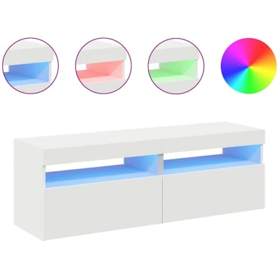 Image of vidaXL TV Cabinets with LED Lights 2 pcs White 60x35x40 cm
