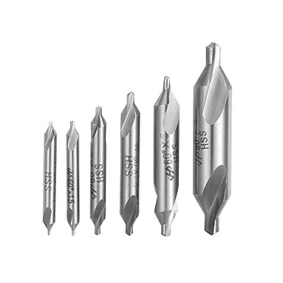 Image of DingGreat 6Pcs HSS Center Drill Bits Set, 1/1.5/2/2.5/3/5mm 60 Degree Lathe Mill Combined Centre Countersink Bit Suitable for Positioning and Chamfering Processing