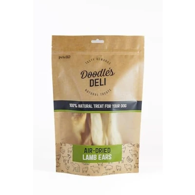 Image of Doodle&#039;s Deli Air Dried Lamb Ears without Hair High Protein Hypoallergenic Natural Dog Chew Treat Easily Digestible Dental Stick Alternative 100g