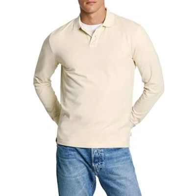 Image of Pepe Jeans Men&#039;s New Oliver Gd Ls, Polo, Beige, L