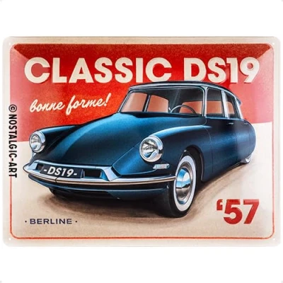 Image of Nostalgic Art Retro Tin Sign, 30 x 40 cm, DS Classic DS19 Berline Gift Idea for Citroen Accessories Fans, Original Licensed Product (OLP), Made of Metal, Vintage Design, Signs Sayings
