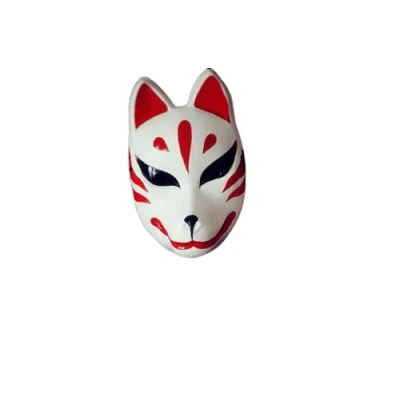 Image of ausuky Japanese Hand Painted Fox Mask Kitsune Cosplay Full Face Masquerade Halloween