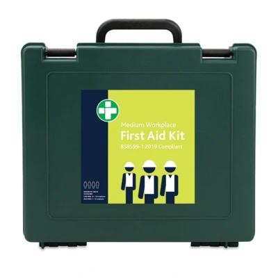 Image of Reliance Medical Medium Oxford Box Workplace First Aid Kit Safety Solution, Essential Supplies for Workplace, Includes Dressings, Plasters, Injuries