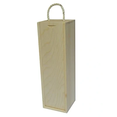 Image of Wine Holder Wooden Box Gift Case For Bottle Decoupage Craft Pine Wood New