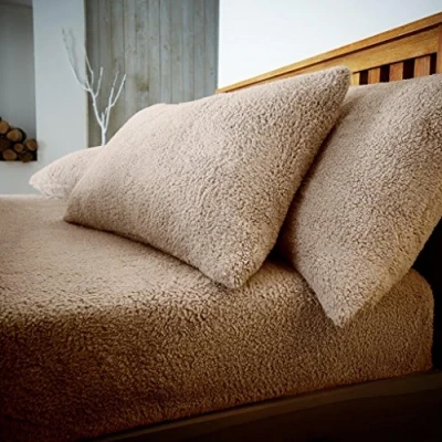 Image of GC GAVENO CAVAILIA 2 Pack Teddy Fleece Pillow Cases 100% Polyester Thermal Warm &amp; Cozy Pair of Soft Fluffy Plain Mink