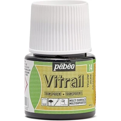 Image of Pebeo Vitrail Stained Glass Effect Paint 45 Milliliter Bottle, Yellow,Yellow, 050 014