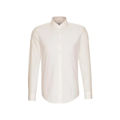 Image of Seidensticker men&#039;s business shirt slim fit non iron Kent collar long sleeve 100% cotton