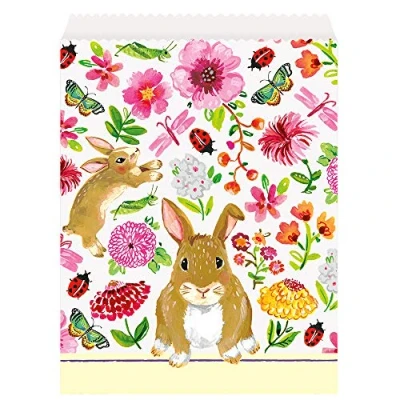 Image of Unique Party 72638 Paper Floral Easter Bunny Bags, Pack of 8