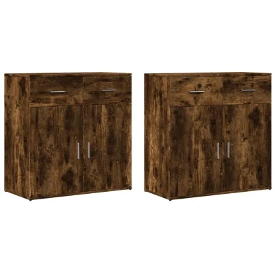 Image of vidaXL Sideboards 2 pcs Smoked Oak 79x38x80 cm Engineered Wood