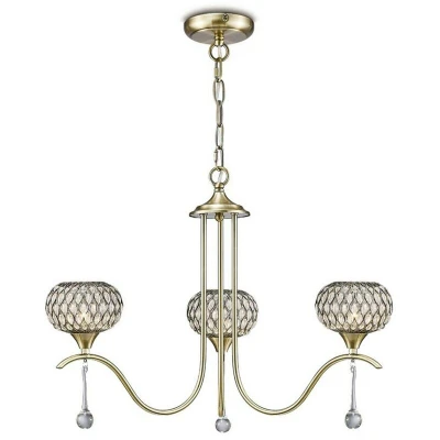 Image of Chelsie Ceiling Pendant 3 Light Antique Brass, Clear Glass