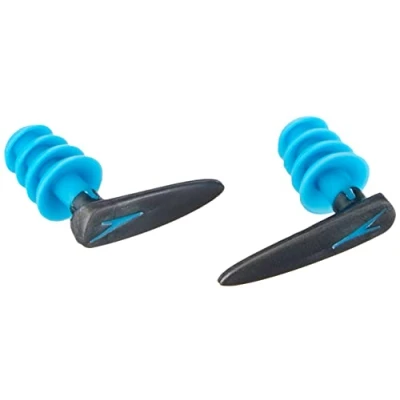 Image of Speedo Biofuse Aquatic Earplug, Comfortable Fit, Ergonomic Design, Ear Protection, Grey and Blue, Adult Unisex Size
