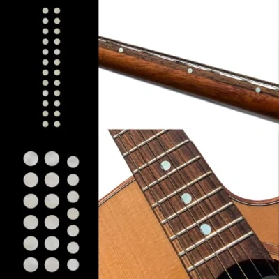 Image of Inlaystickers Inlay Sticker Fret Markers for Guitars &amp; Bass Custom Dots Set White Pearl F 085CD WT AZ