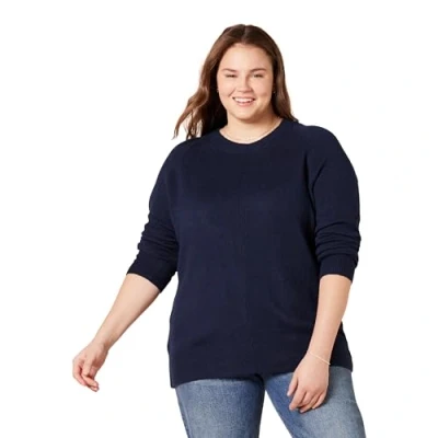 Image of Amazon Essentials Women&#039;s Classic Fit Soft Touch Long Sleeve Crewneck Jumper, Navy, M
