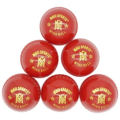 Image of Mozi Sports Windball Soft Cricket Balls Durable Realistic Bounce &amp; Swing WindBalls for Indoor Outdoor Coaching,Practice, Garden Beach play (Red)