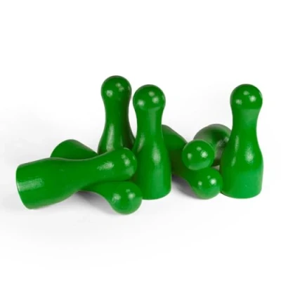 Image of Spieltz Giant Toy Figures for XXL Board Games: Halma Large Wooden 25/60 mm Bottle Cones Easy to Grip Extra Game (Green, Pack of 10)