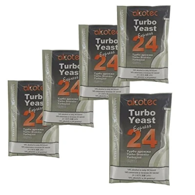 Image of 5X Alcotec 24 Pure Turbo Yeast Packets 14% 24hrs Homebrew Moonshine Vodka Wash