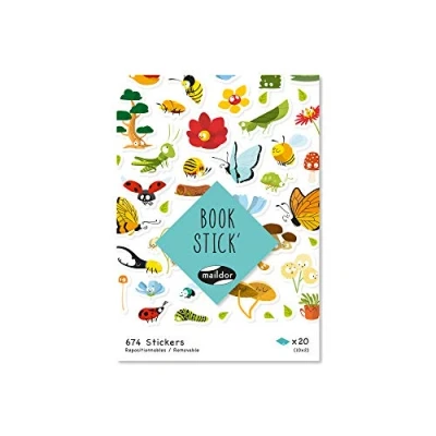 Image of Maildor Ref AE196C Decorative Sticker Book (24 Pages) Botanical Plant &amp; Animal Designs A5 Sheets, 12 (2 of Each), 674 Stickers Included