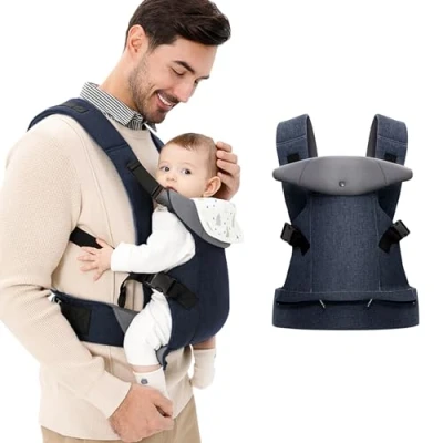 Image of IULONEE Baby Carrier for Newborn Ergonomic with Detachable Bibs Front &amp; Back Carry Holder Carriers Toddlers 3 36 Months (3 15kg) Dark Blue