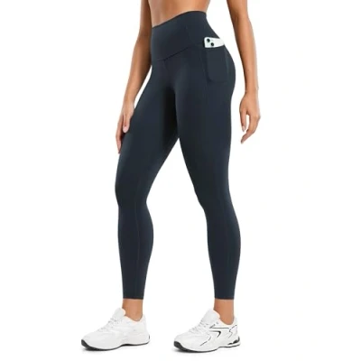 Image of CRZ Yoga Women&#039;s Butterluxe 25&#039;&#039; Gym Leggings with Pockets High Waisted Workout Buttery Soft True Navy 12