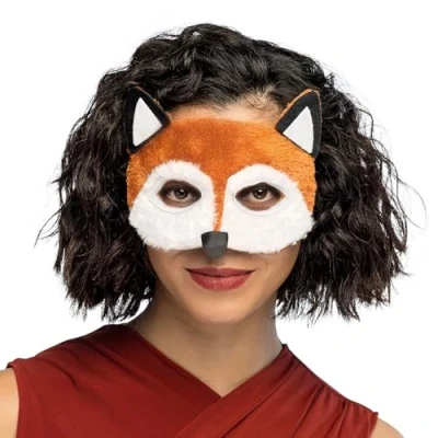 Image of Boland 56720 Fuchs Fox Mask with Hair, Cartoon, White, Orange, 15 x 19 4 cm