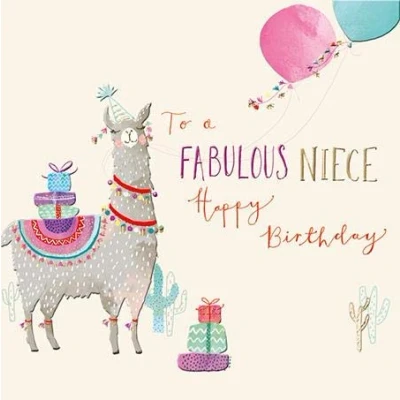 Image of Niece Llama Birthday Greeting Card By The Curious Inksmith Greetings Cards