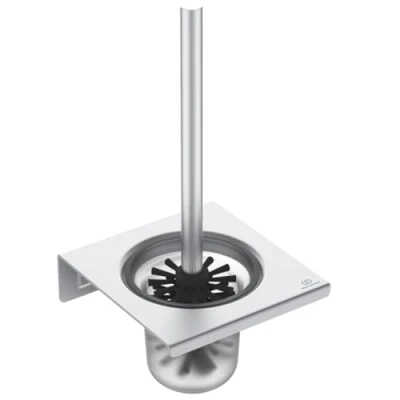 Image of Ideal Standard Toilet Brush Set, Glass Metal, Silver, 160x170x347 mm