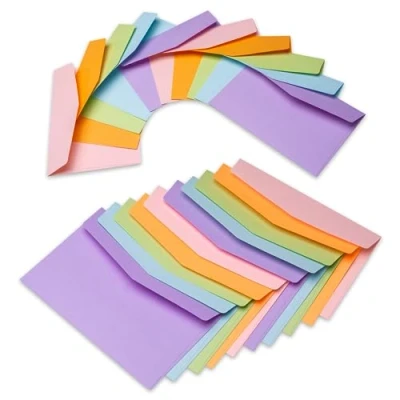 Image of 40 Envelopes Colourful Mix 16 x 11 cm 130 g/m² Without Window for Greeting Cards, Invitations, Birthday Cards Package Coloured Crafts
