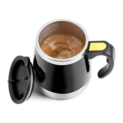 Image of Self Stirring Mug, Electric Stainless Steel Mixing Cup with Sealing Cover, Magnetic Automatic Tea Coffee, etc. Suitable for Travel or Family(Black)