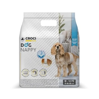 Image of Croci Dog Nappy Male Diapers Underpants for Pee Hygiene Wrap Diaper Dogs, Anti odour, Disposable, 12 Pieces, Size M, 40 50 cm
