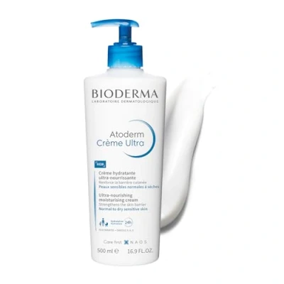 Image of Bioderma Atoderm Cream Ultra Moisturiser Nourishing &amp; Protecting Daily Face Body Cream, Intense Hydration Comfort to Re Build the Skin Barrier, Unfragranced, 500ml