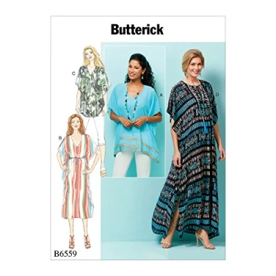 Image of Butterick Patterns 6559 ZZ Sizes Large 2X Misses&#039; Top/Tunic and Caftan, Tissue, Multi Colour, 17 x 0.5 22 cm