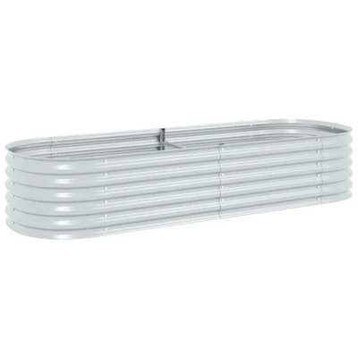 Image of vidaXL Raised Bed in Galvanised Steel Silver Large Size Garden Planter for Outdoors Ideal Patio, Balcony or Planting